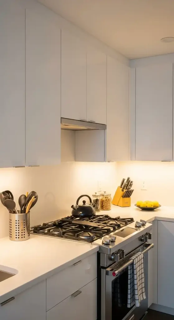 5) Under-cabinet lighting to brighten counters