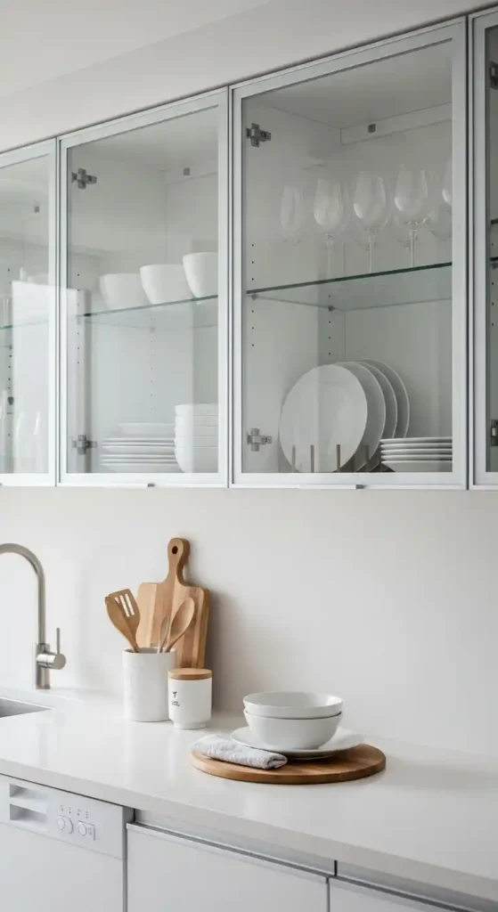 8) Glass cabinet doors to showcase dishware