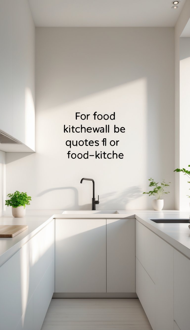 A bright, minimalist kitchen with a clean wall, modern faucet, potted herb, and uncluttered countertops.
