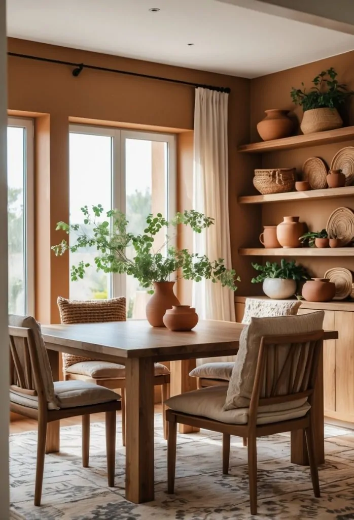 7) Use warm earthy tones on walls or accents