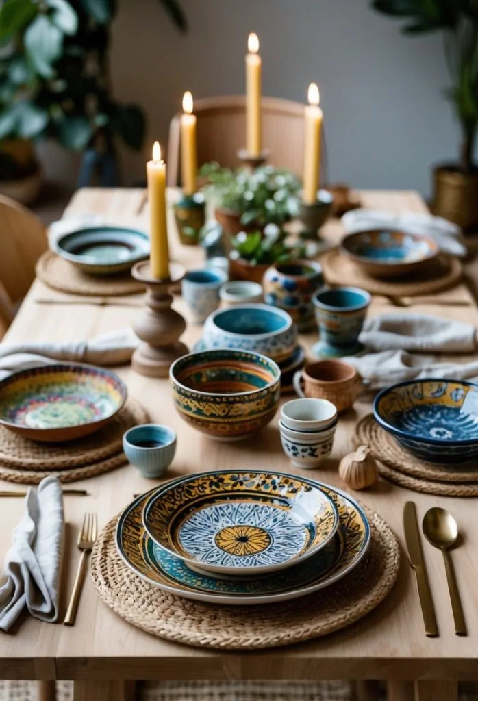9) Use vintage or globally sourced ceramics for table settings