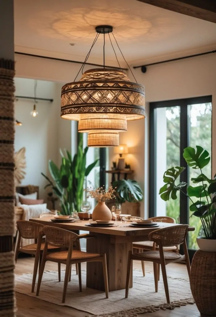 10) Add a statement pendant light with a boho design