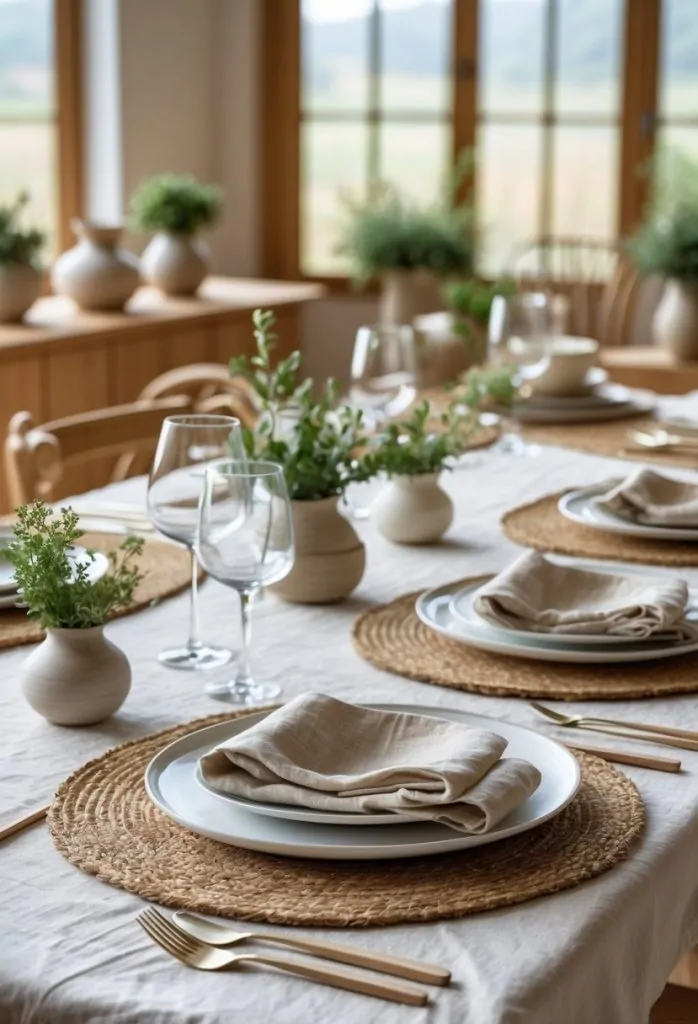 13) Use natural materials like jute placemats and linen napkins