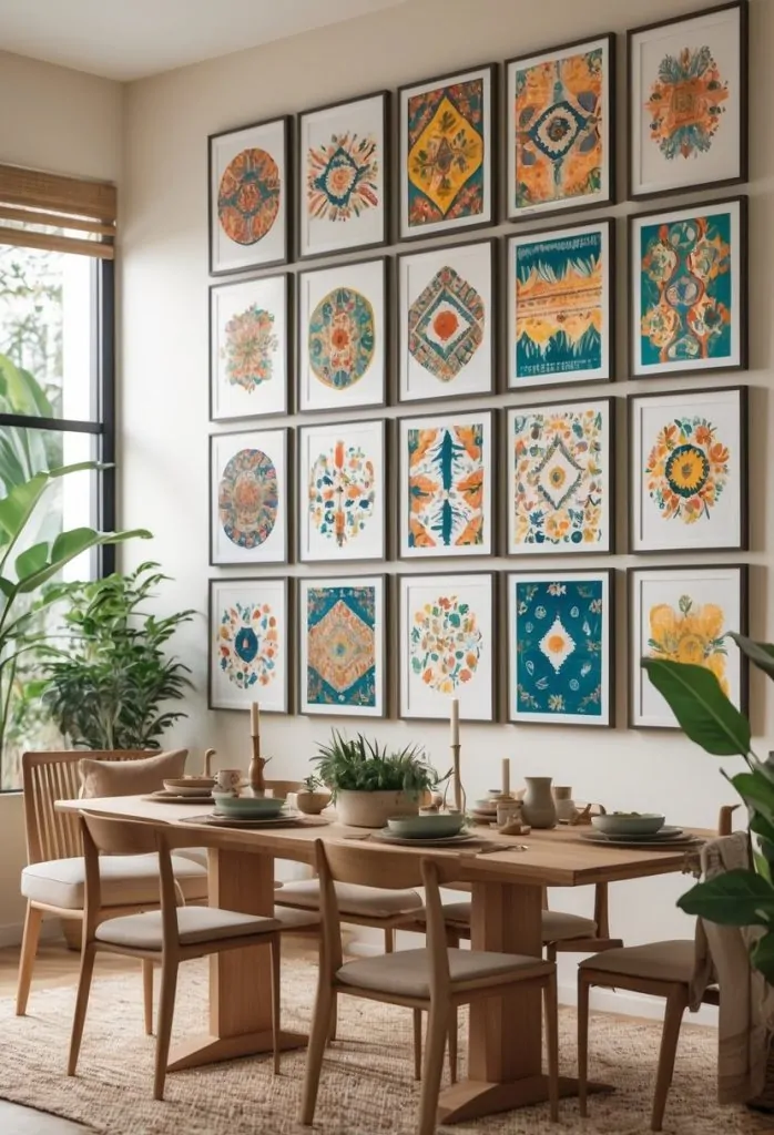 14) Create a gallery wall with framed global art prints