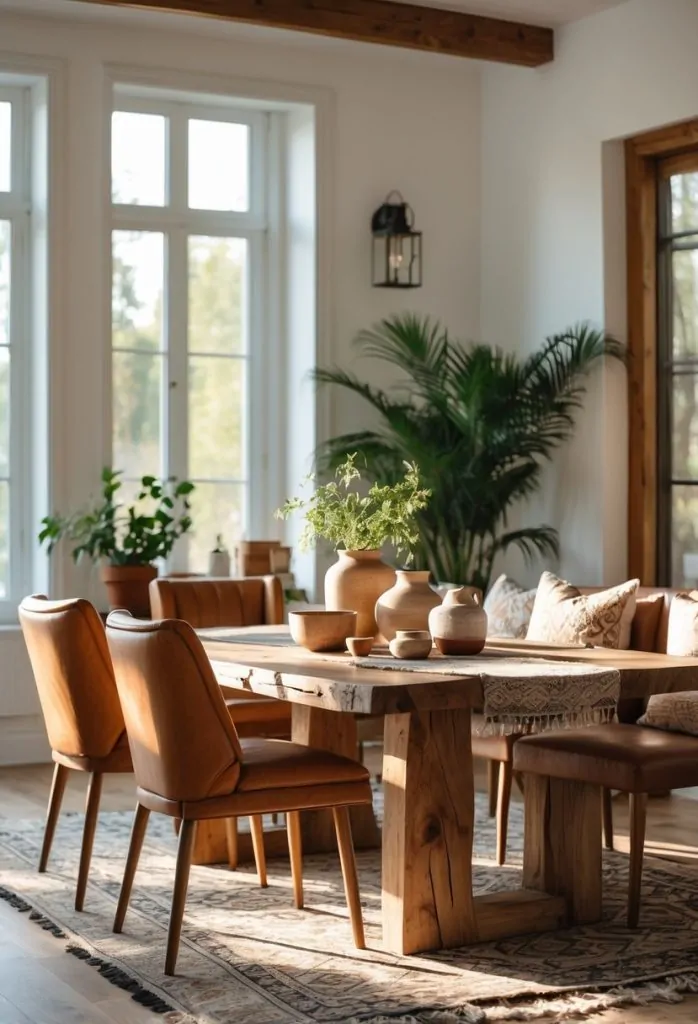 15) Incorporate a mix of textures like leather, wood, and fabric