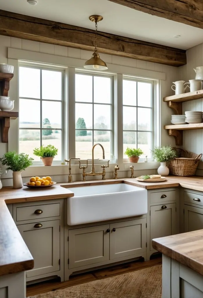 5) Add a large farmhouse sink in porcelain or fireclay